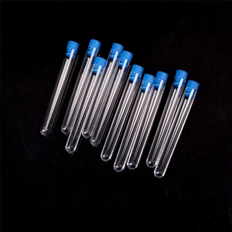 10 STÜCKE 12x75mm Labor Klar Kunststoff Reagenzglas Rundboden Röhrchen Fläschchen mit Kappe Büro Labor Experiment liefert