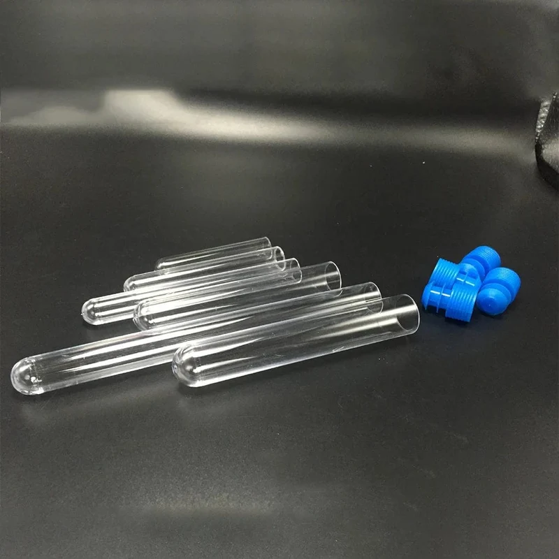 10 STÜCKE 12x75mm Labor Klar Kunststoff Reagenzglas Rundboden Röhrchen Fläschchen mit Kappe Büro Labor Experiment liefert