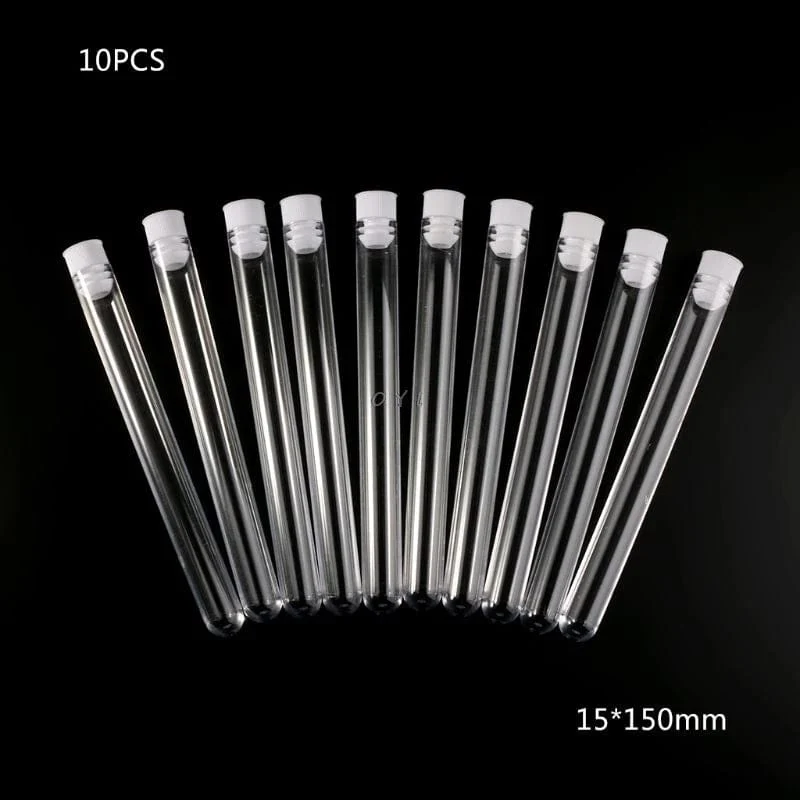 10 Stücke Kunststoff Reagenzgläser Labor Test Werkzeug Mit Schraubverschluss Transparent 15*150mm