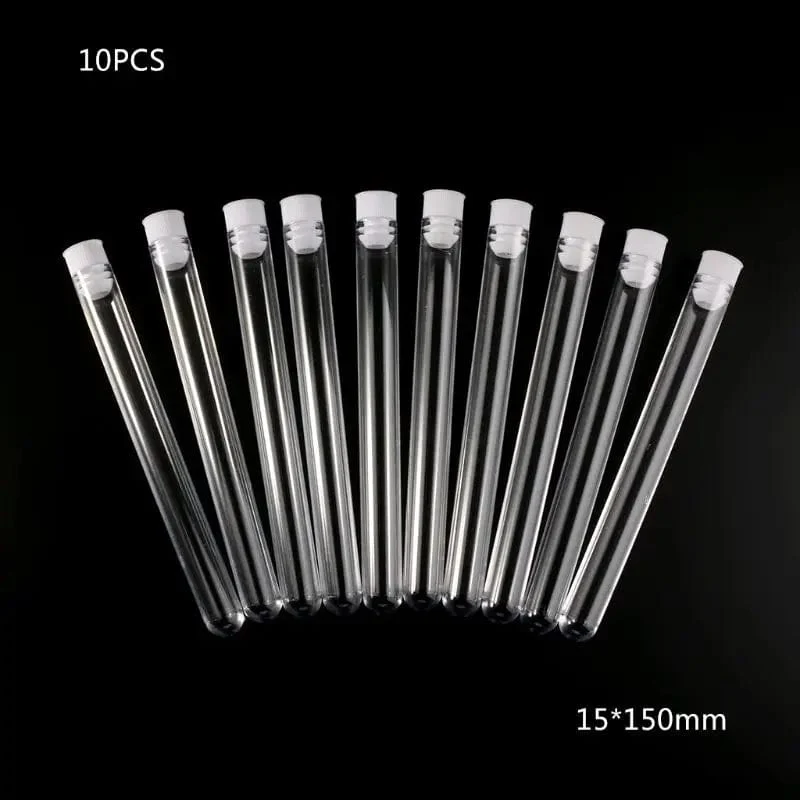 10 Stücke Kunststoff Reagenzgläser Labor Test Werkzeug Mit Schraubverschluss Transparent 15*150mm