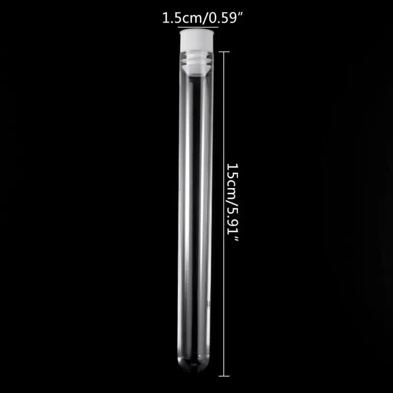 10 Stücke Kunststoff Reagenzgläser Labor Test Werkzeug Mit Schraubverschluss Transparent 15*150mm
