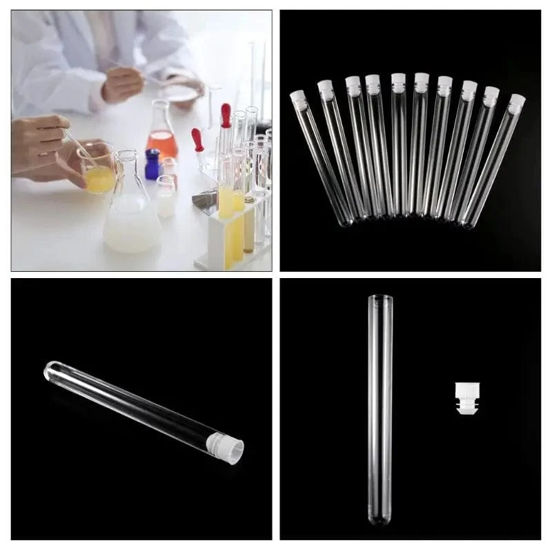 10 Stücke Kunststoff Reagenzgläser Labor Test Werkzeug Mit Schraubverschluss Transparent 15*150mm