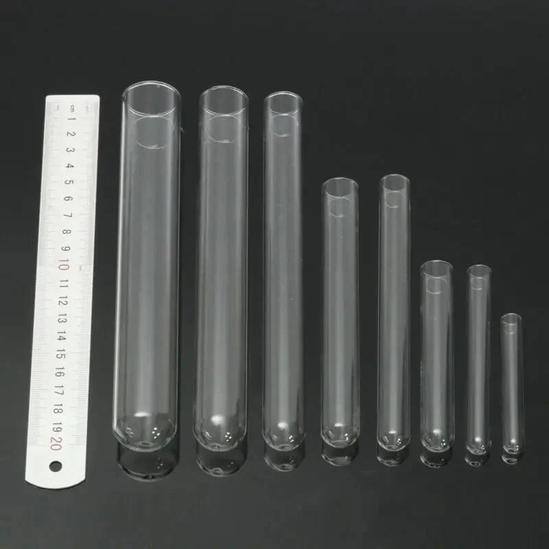 5 Stück transparente Reagenzgläser aus Glas, 10–30 mm, Borosilikatglas, U-förmiger Boden, Laborbedarf für die Schule