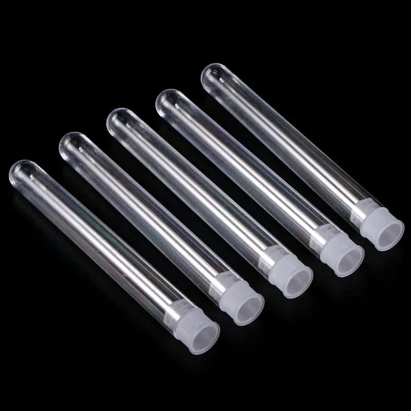 50 Teile/paket 12x100mm Transparent Labor Klar Kunststoff Reagenzgläser Fläschchen Mit Push-Cap Schule Labor Liefert