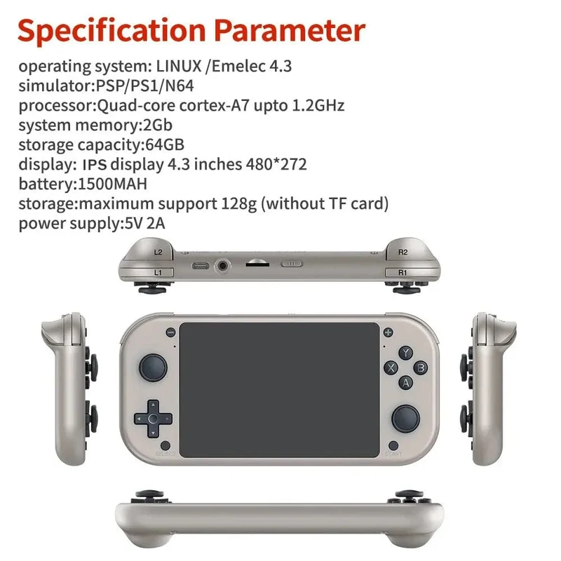 BOYHOM M17 Retro-Handheld-Videospielkonsole, Open Source-Linux-System, 4.3-Zoll-IPS-Bildschirm, tragbarer Pocket-Videoplayer für PSP