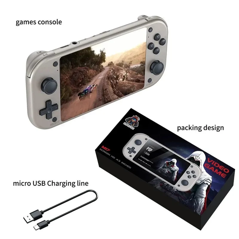 BOYHOM M17 Retro-Handheld-Videospielkonsole, Open Source-Linux-System, 4.3-Zoll-IPS-Bildschirm, tragbarer Pocket-Videoplayer für PSP