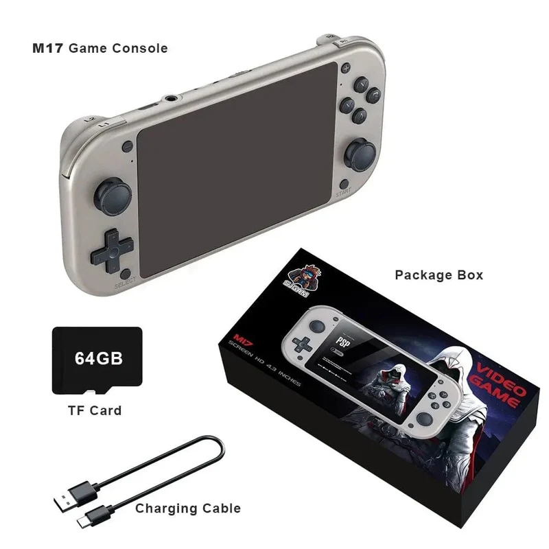 BOYHOM M17 Retro-Handheld-Videospielkonsole, Open Source-Linux-System, 4.3-Zoll-IPS-Bildschirm, tragbarer Pocket-Videoplayer für PSP