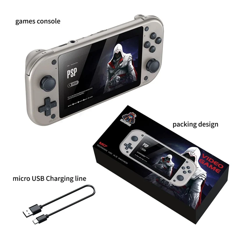 BOYHOM M17 Retro-Handheld-Videospielkonsole, Open Source-Linux-System, 4.3-Zoll-IPS-Bildschirm, tragbarer Pocket-Videoplayer für PSP
