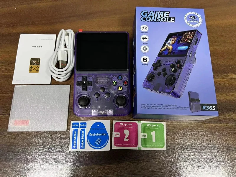 R36S Retro Handheld-Konsole Linux-System 3.5 Zoll IPS Bildschirm R35s Pro Tragbarer Pocket-Video-Player 64GB Spiele
