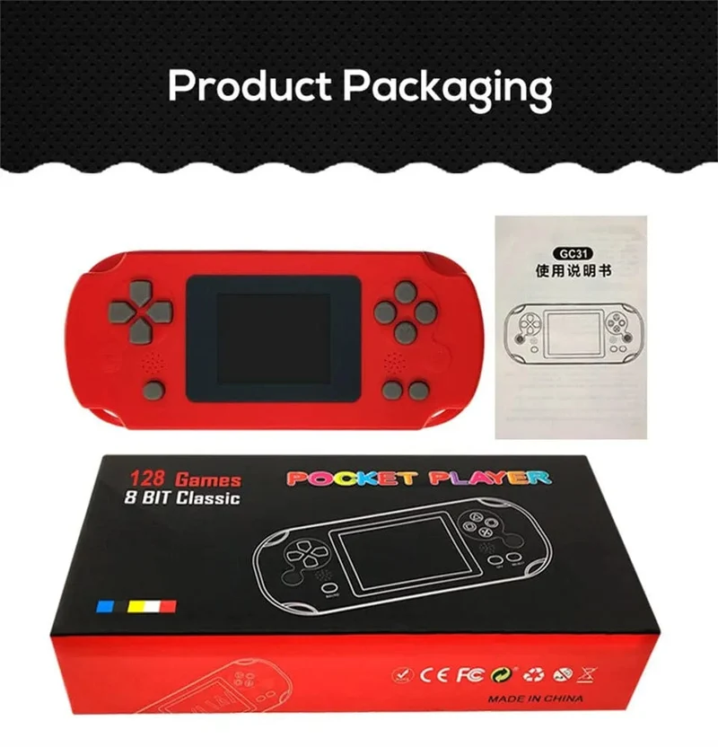 GAMINJA GC31 Retro Tragbare Mini-Handheld-Videospielkonsole TFT-Farbbildschirm Kinderspiel-Player Eingebaute 8-Bit-Spiele