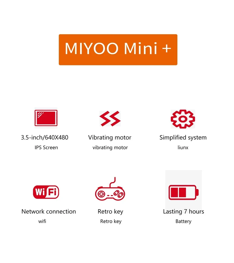 MIYOO Mini Plus Tragbare Retro-Handheld-Spielekonsole 3.5-Zoll-IPS-HD-Bildschirm Kindergeschenk Linux-System Klassischer Gaming-Emulator