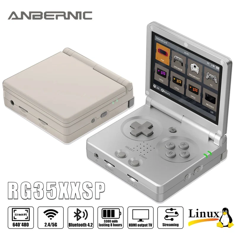 ANBERNIC RG35XXSP 3.5'' IPS Bildschirm Flip Handheld Konsole Linux System HDMI-kompatibel TV Ausgang 64G 5500 Spiele Pre-installiert