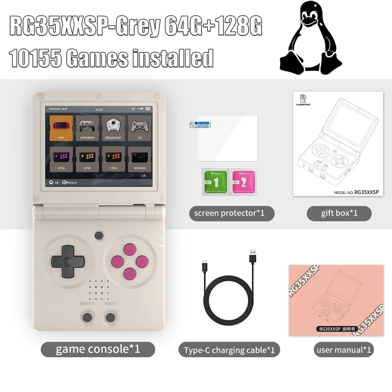 ANBERNIC RG35XXSP 3.5'' IPS Bildschirm Flip Handheld Konsole Linux System HDMI-kompatibel TV Ausgang 64G 5500 Spiele Pre-installiert