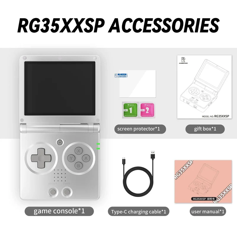 ANBERNIC RG35XXSP 3.5'' IPS Bildschirm Flip Handheld Konsole Linux System HDMI-kompatibel TV Ausgang 64G 5500 Spiele Pre-installiert