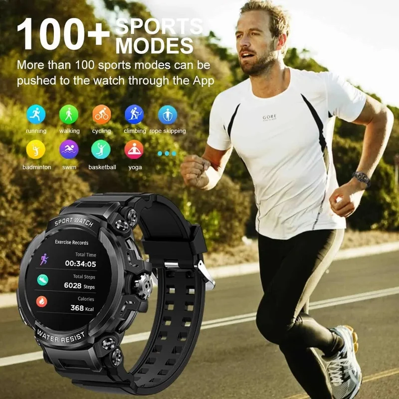 MEVADEN 1.5 Zoll Bluetooth-Anruf GPS-Smartwatch für Männer, 120+ Sportarten, Fitness-Tracker, Gesundheitsmonitor, Smartwatch für Android IOS, 600 mAh, T90