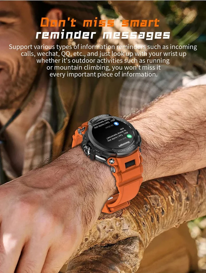 MEVADEN 1.5 Zoll Bluetooth-Anruf GPS-Smartwatch für Männer, 120+ Sportarten, Fitness-Tracker, Gesundheitsmonitor, Smartwatch für Android IOS, 600 mAh, T90