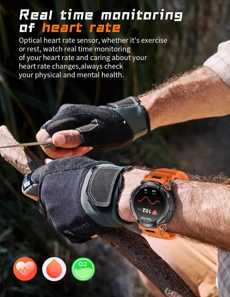 MEVADEN 1.5 Zoll Bluetooth-Anruf GPS-Smartwatch für Männer, 120+ Sportarten, Fitness-Tracker, Gesundheitsmonitor, Smartwatch für Android IOS, 600 mAh, T90