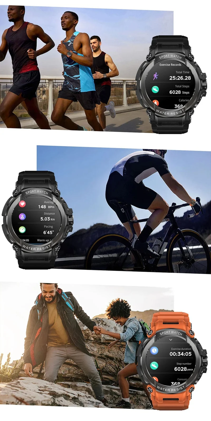 MEVADEN 1.5 Zoll Bluetooth-Anruf GPS-Smartwatch für Männer, 120+ Sportarten, Fitness-Tracker, Gesundheitsmonitor, Smartwatch für Android IOS, 600 mAh, T90