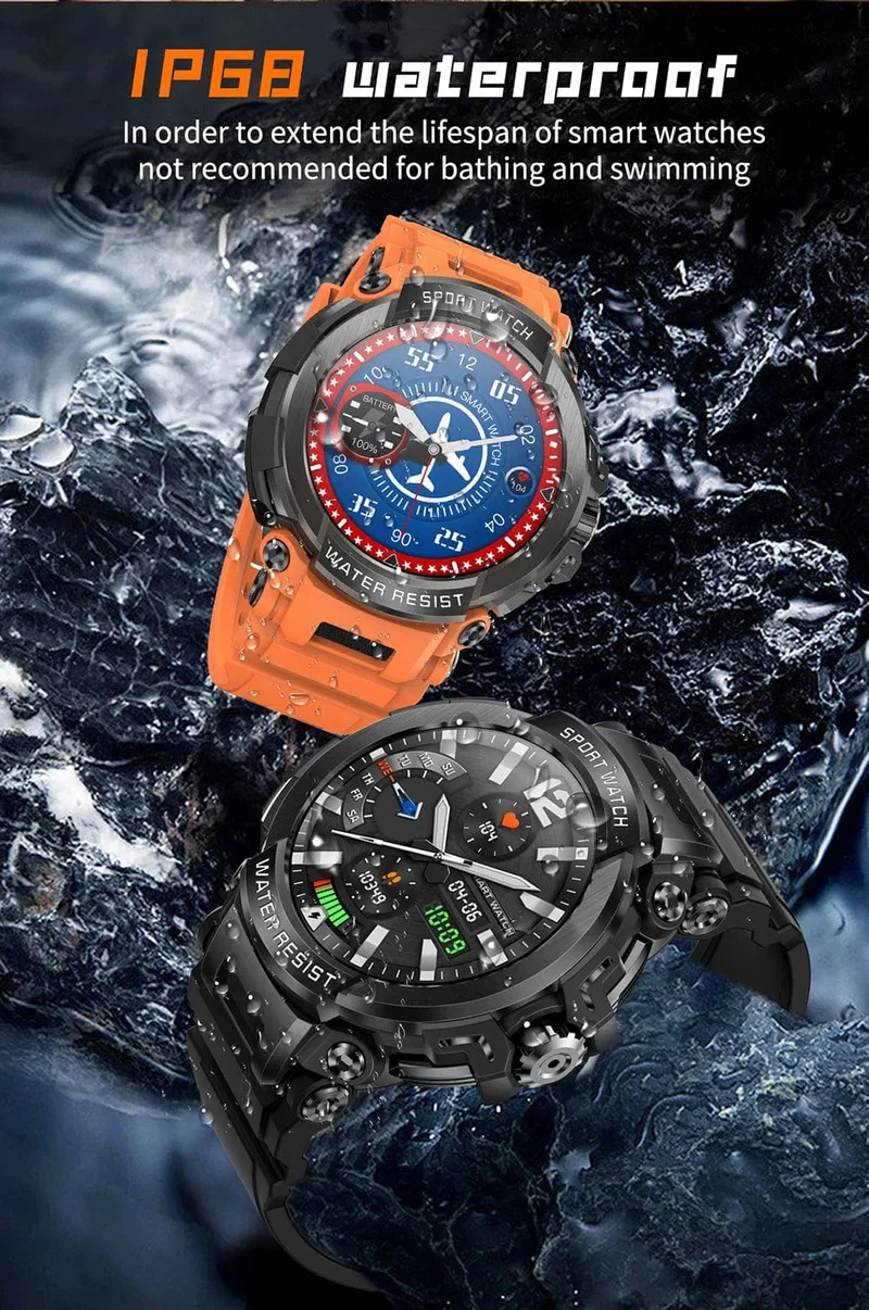 MEVADEN 1.5 Zoll Bluetooth-Anruf GPS-Smartwatch für Männer, 120+ Sportarten, Fitness-Tracker, Gesundheitsmonitor, Smartwatch für Android IOS, 600 mAh, T90