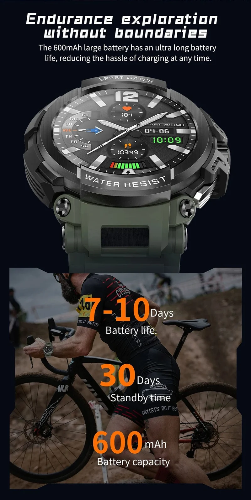 MEVADEN 1.5 Zoll Bluetooth-Anruf GPS-Smartwatch für Männer, 120+ Sportarten, Fitness-Tracker, Gesundheitsmonitor, Smartwatch für Android IOS, 600 mAh, T90