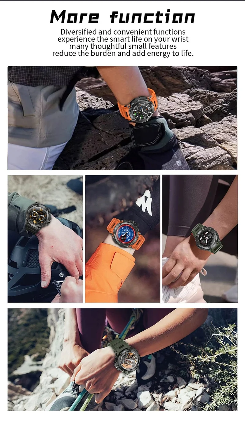 MEVADEN 1.5 Zoll Bluetooth-Anruf GPS-Smartwatch für Männer, 120+ Sportarten, Fitness-Tracker, Gesundheitsmonitor, Smartwatch für Android IOS, 600 mAh, T90