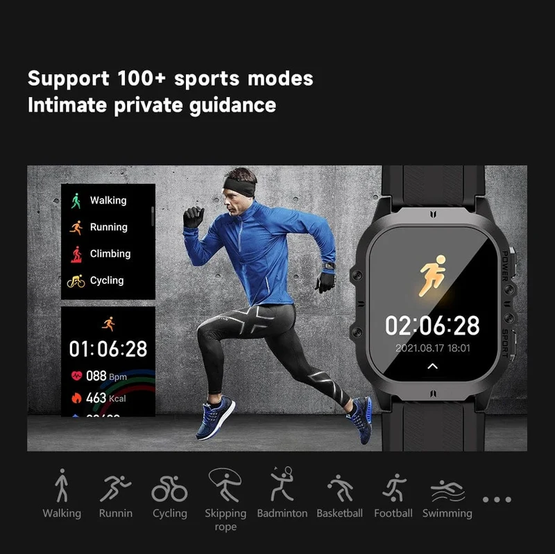 MISIRUN Neue C26 Smart Watch, 100+ Sportmodi, Bluetooth-Anruf-Smartwatch, 1.96 Zoll, AMOLED, 1 ATM, wasserdicht, Militär-Armbanduhr für den Außenbereich