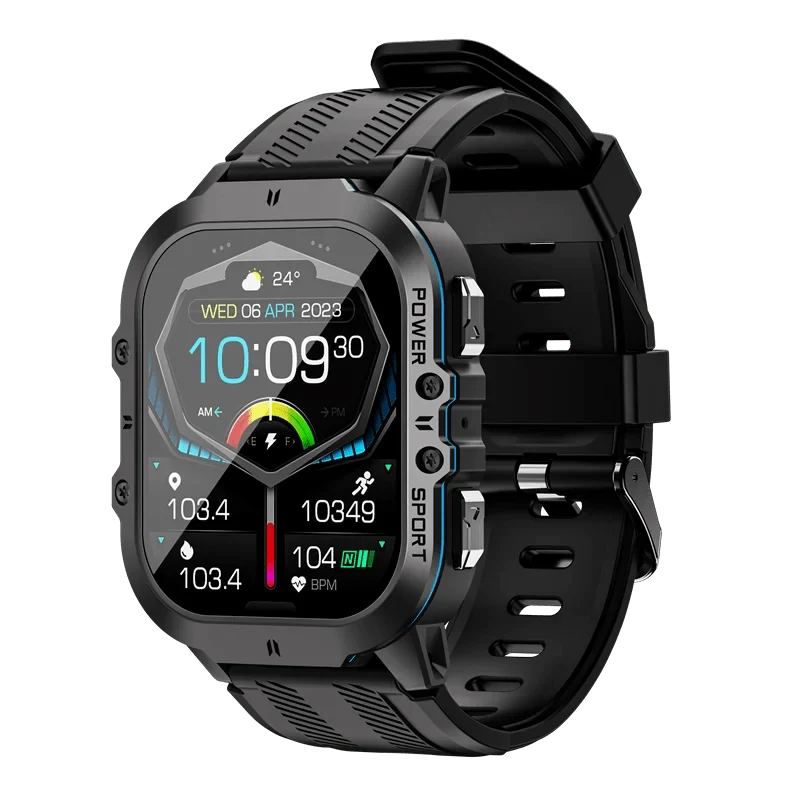 MISIRUN Neue C26 Smart Watch, 100+ Sportmodi, Bluetooth-Anruf-Smartwatch, 1.96 Zoll, AMOLED, 1 ATM, wasserdicht, Militär-Armbanduhr für den Außenbereich