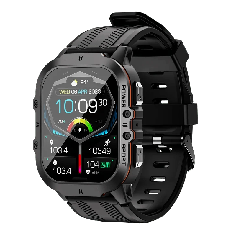 MISIRUN Neue C26 Smart Watch, 100+ Sportmodi, Bluetooth-Anruf-Smartwatch, 1.96 Zoll, AMOLED, 1 ATM, wasserdicht, Militär-Armbanduhr für den Außenbereich