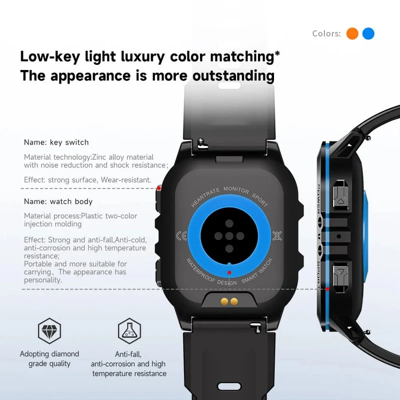 MISIRUN Neue C26 Smart Watch, 100+ Sportmodi, Bluetooth-Anruf-Smartwatch, 1.96 Zoll, AMOLED, 1 ATM, wasserdicht, Militär-Armbanduhr für den Außenbereich