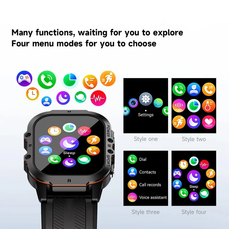 MISIRUN Neue C26 Smart Watch, 100+ Sportmodi, Bluetooth-Anruf-Smartwatch, 1.96 Zoll, AMOLED, 1 ATM, wasserdicht, Militär-Armbanduhr für den Außenbereich