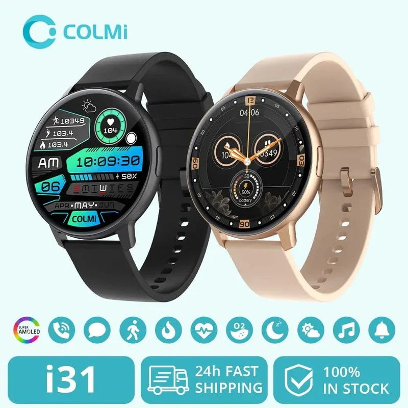 COLMI I31 Smartwatch, 1.43 Zoll AMOLED-Bildschirm, 100 Sportmodi, 7 Tage Akkulaufzeit, Always On Display, Smart Watch für Männer und Frauen