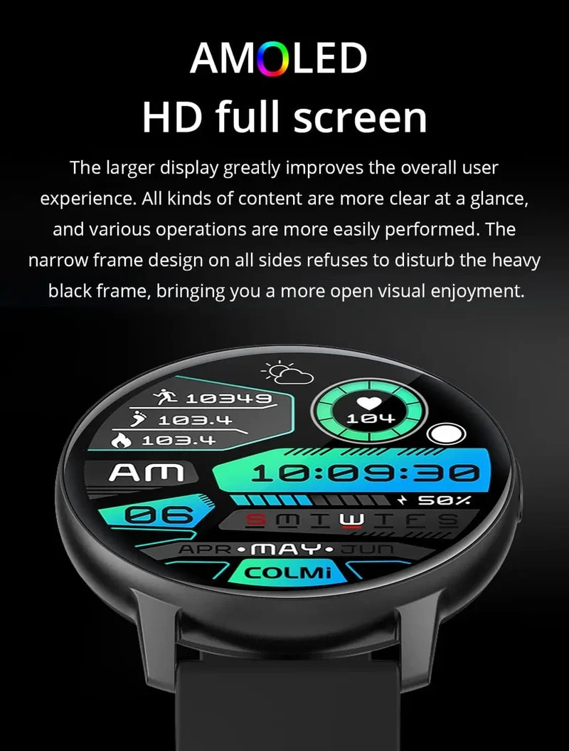 COLMI I31 Smartwatch, 1.43 Zoll AMOLED-Bildschirm, 100 Sportmodi, 7 Tage Akkulaufzeit, Always On Display, Smart Watch für Männer und Frauen
