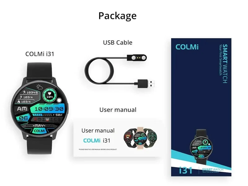 COLMI I31 Smartwatch, 1.43 Zoll AMOLED-Bildschirm, 100 Sportmodi, 7 Tage Akkulaufzeit, Always On Display, Smart Watch für Männer und Frauen