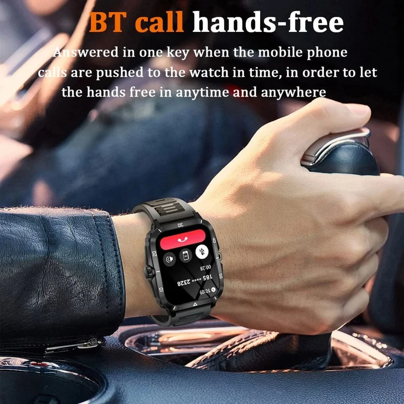 2024 Outdoor Militär 3ATM wasserdichte Smart Watch Männer 430mAh Akku Sport Fitness Uhren Bluetooth Anruf Smartwatch App:Da Fit