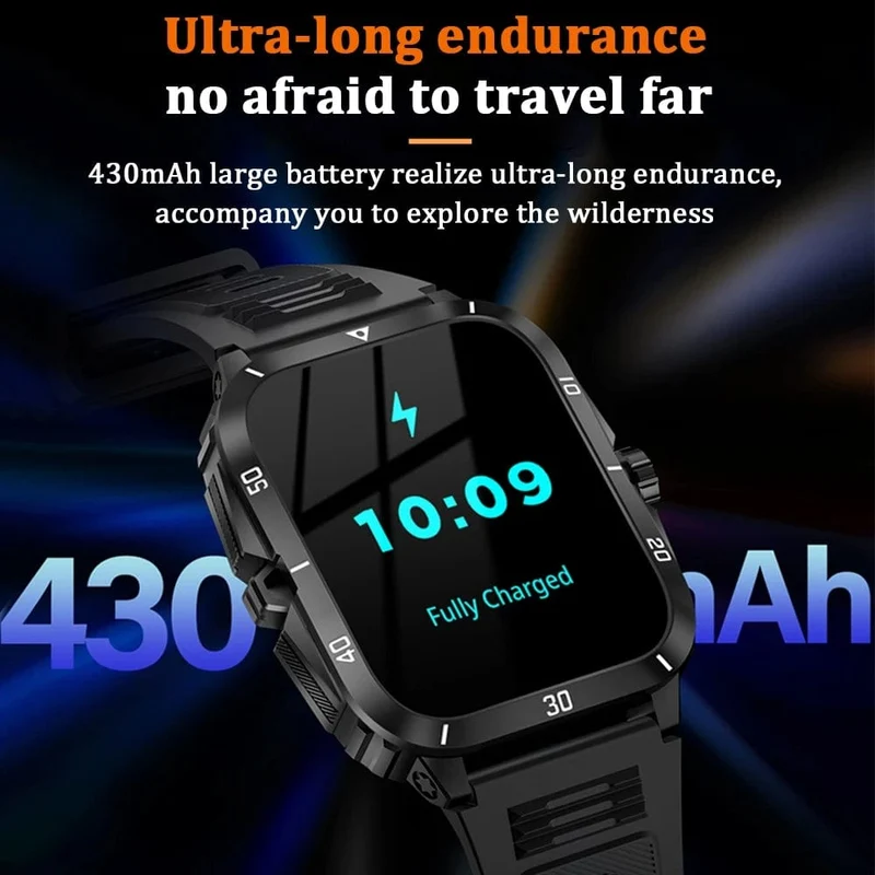 2024 Outdoor Militär 3ATM wasserdichte Smart Watch Männer 430mAh Akku Sport Fitness Uhren Bluetooth Anruf Smartwatch App:Da Fit