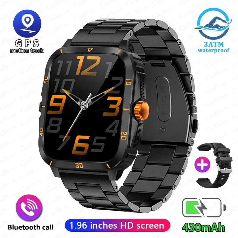 2024 Outdoor Militär 3ATM wasserdichte Smart Watch Männer 430mAh Akku Sport Fitness Uhren Bluetooth Anruf Smartwatch App:Da Fit