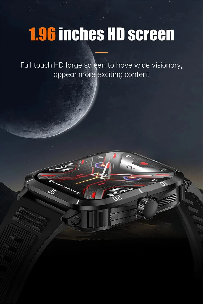 2024 Outdoor Militär 3ATM wasserdichte Smart Watch Männer 430mAh Akku Sport Fitness Uhren Bluetooth Anruf Smartwatch App:Da Fit