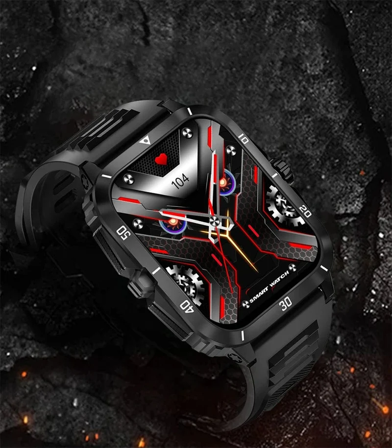 2024 Outdoor Militär 3ATM wasserdichte Smart Watch Männer 430mAh Akku Sport Fitness Uhren Bluetooth Anruf Smartwatch App:Da Fit