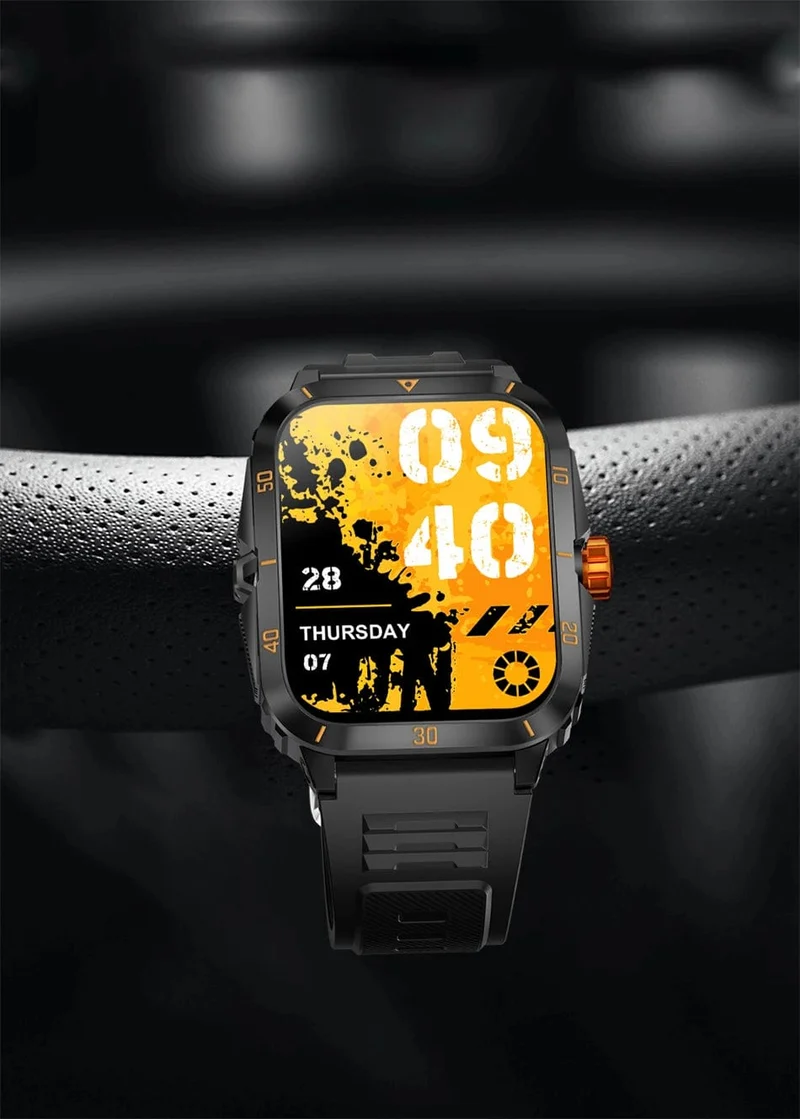 2024 Outdoor Militär 3ATM wasserdichte Smart Watch Männer 430mAh Akku Sport Fitness Uhren Bluetooth Anruf Smartwatch App:Da Fit