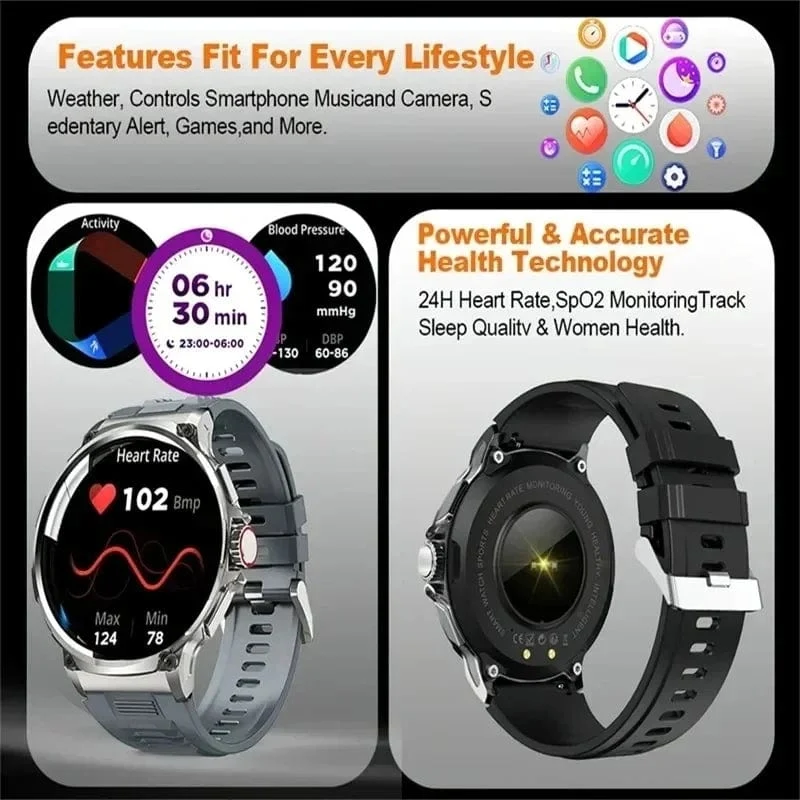 Für Huawei Xiaomi GPS Track Smart Watch Männer 1.85-Zoll Ultra HD AMOLED Full Touch Screen 710 Mah Akku BT Call SmartWatch 2024