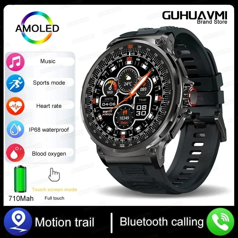 Für Huawei Xiaomi GPS Track Smart Watch Männer 1.85-Zoll Ultra HD AMOLED Full Touch Screen 710 Mah Akku BT Call SmartWatch 2024