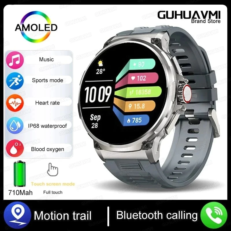 Für Huawei Xiaomi GPS Track Smart Watch Männer 1.85-Zoll Ultra HD AMOLED Full Touch Screen 710 Mah Akku BT Call SmartWatch 2024