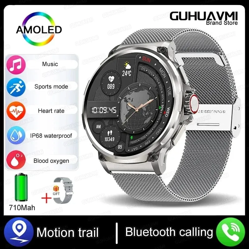 Für Huawei Xiaomi GPS Track Smart Watch Männer 1.85-Zoll Ultra HD AMOLED Full Touch Screen 710 Mah Akku BT Call SmartWatch 2024