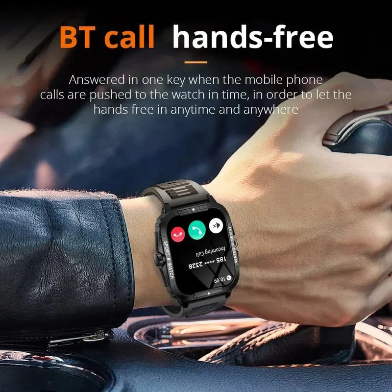 COLMI P76 1.96" Outdoor-Militär-Smartwatch für Herren, Bluetooth-Anruf, Smartwatch, 3 ATM, IP68, Wasserdichtigkeit, Sport-Fitnessuhren