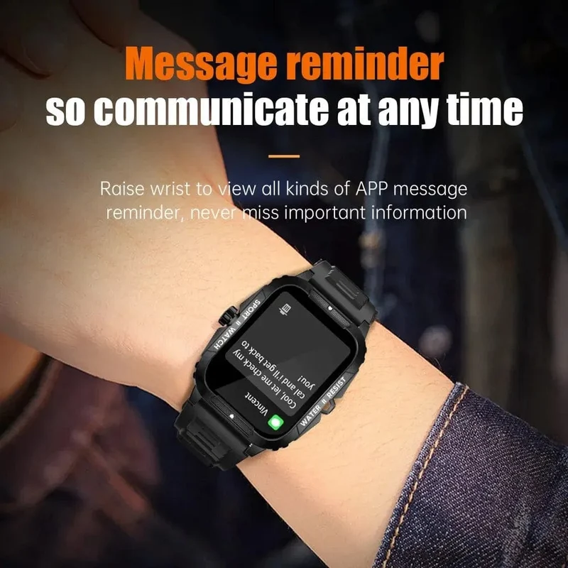 COLMI P76 1.96" Outdoor-Militär-Smartwatch für Herren, Bluetooth-Anruf, Smartwatch, 3 ATM, IP68, Wasserdichtigkeit, Sport-Fitnessuhren