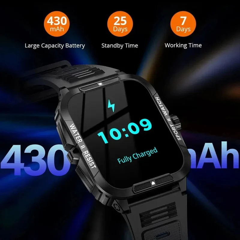 COLMI P76 1.96" Outdoor-Militär-Smartwatch für Herren, Bluetooth-Anruf, Smartwatch, 3 ATM, IP68, Wasserdichtigkeit, Sport-Fitnessuhren