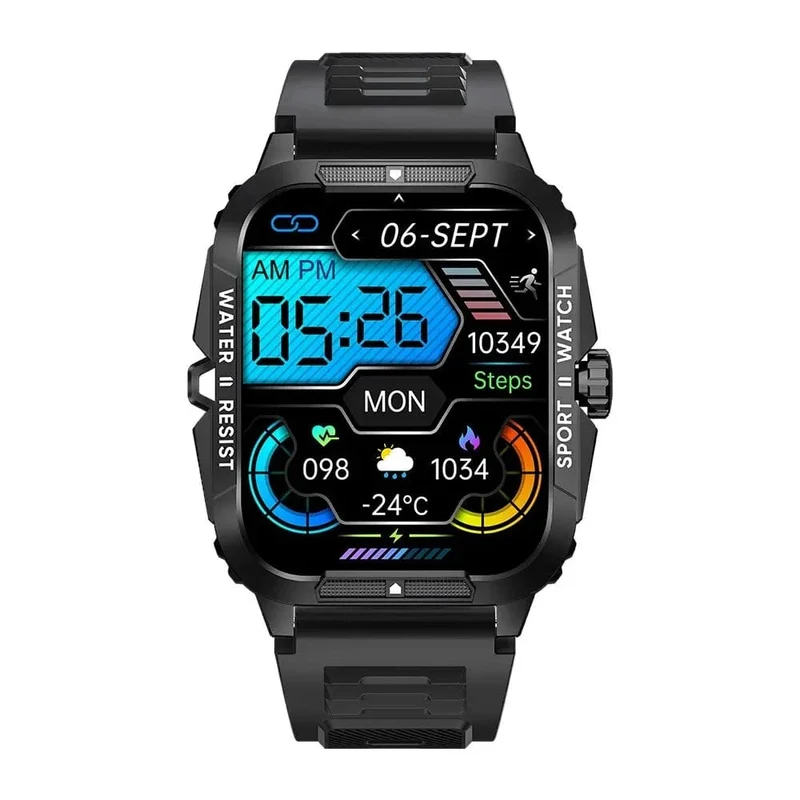 COLMI P76 1.96" Outdoor-Militär-Smartwatch für Herren, Bluetooth-Anruf, Smartwatch, 3 ATM, IP68, Wasserdichtigkeit, Sport-Fitnessuhren
