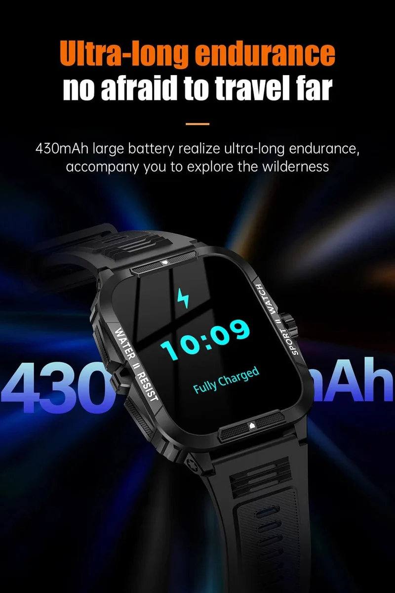 COLMI P76 1.96" Outdoor-Militär-Smartwatch für Herren, Bluetooth-Anruf, Smartwatch, 3 ATM, IP68, Wasserdichtigkeit, Sport-Fitnessuhren