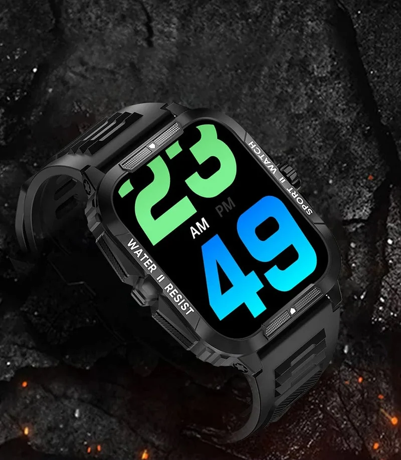 COLMI P76 1.96" Outdoor-Militär-Smartwatch für Herren, Bluetooth-Anruf, Smartwatch, 3 ATM, IP68, Wasserdichtigkeit, Sport-Fitnessuhren