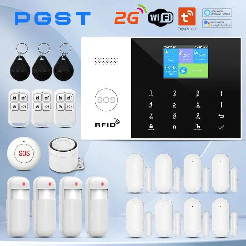 PGST Wohn Tuya Smart Gsm Wifi Alarm System für Home Drahtlose Sicherheit Alarm Haus Smart Leben App Steuerung arbeit mit ALexa